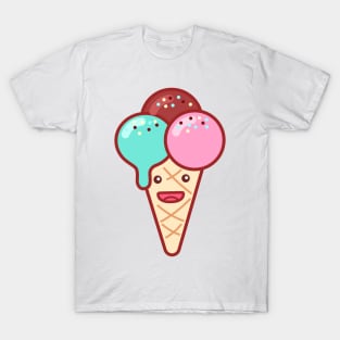 Triple Scoop Ice Cream Emoji T-Shirt